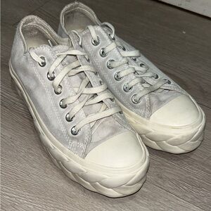 Converse Suede Gray and White sneakers w braided sides